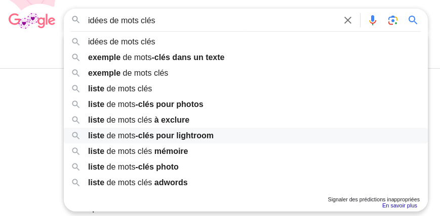 Google Suggest : auto completion